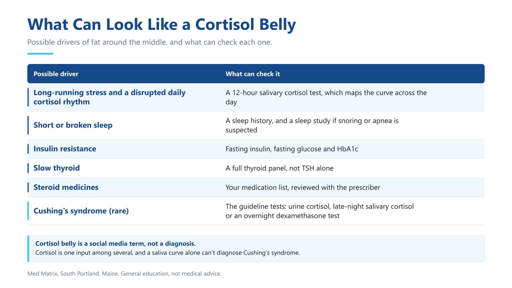 Cortisol Belly: What's Real, What's Hype, and What Tests Show - Med Matrix functional medicine blog